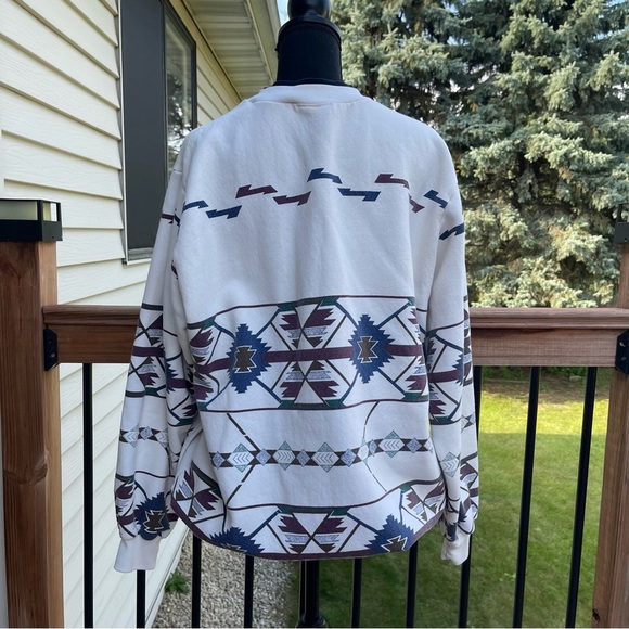 VTG 90’s Native Southwestern Aztec Sweatshirt Button Pullover Mens Large - Picture 2 of 15